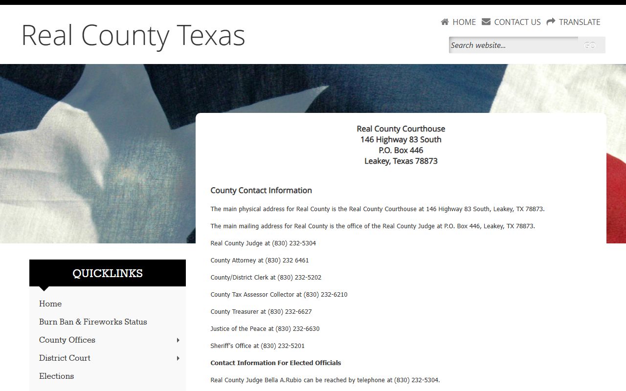 Real County jail mugshots public information request contact page