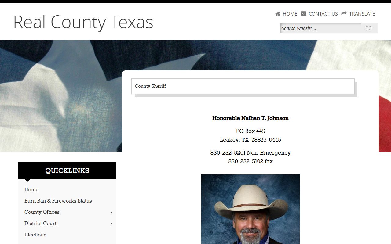 Real County sheriff page for inmate custody status and VINELink access