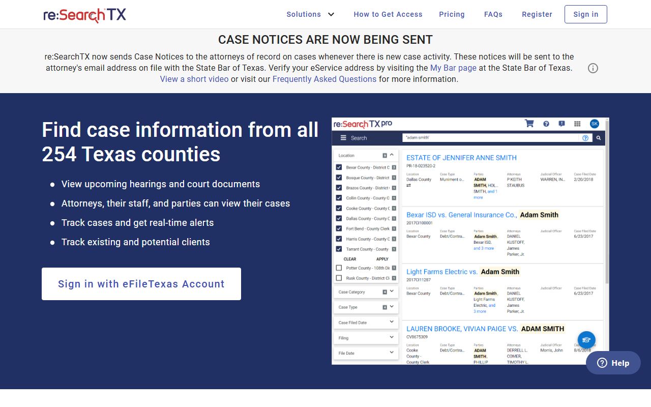 Real County court records after jail arrest re:SearchTX portal